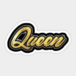 Shiny black and Gold QUEEN word ver4 Sticker